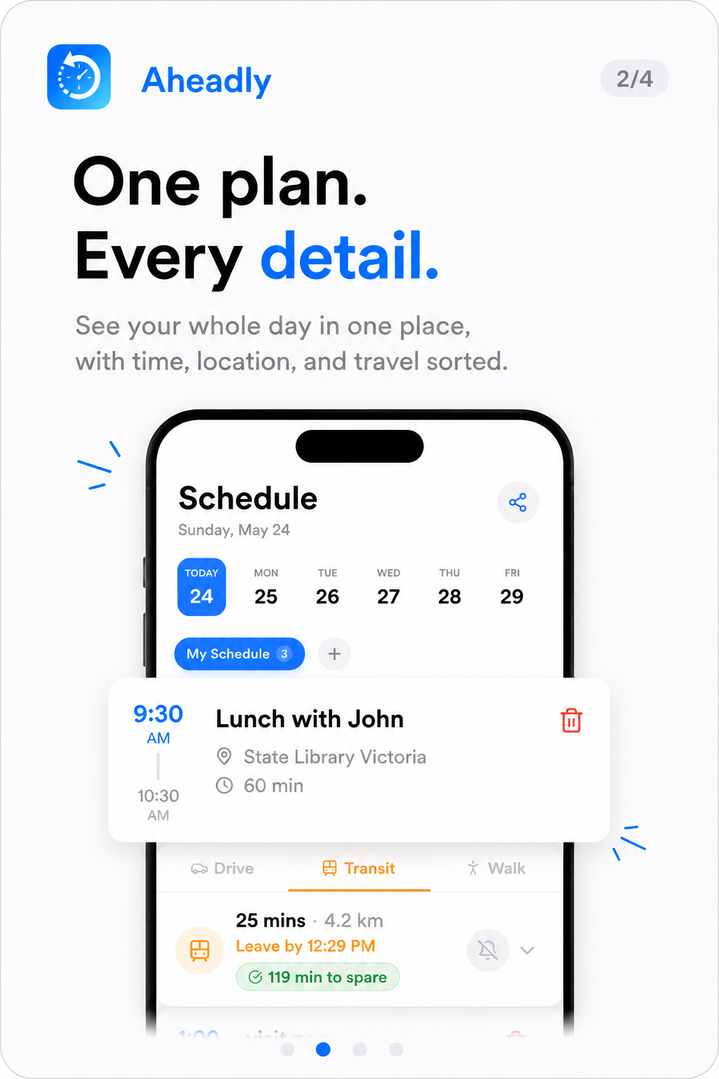 Aheadly plan saved screen
