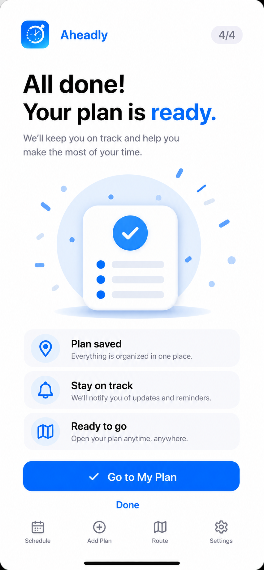 Aheadly schedule screen